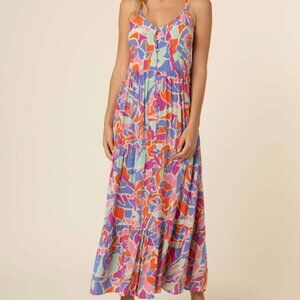 FRNCH Amande Multicolor Tiered Button Front Long Maxi Dress Women's size XS